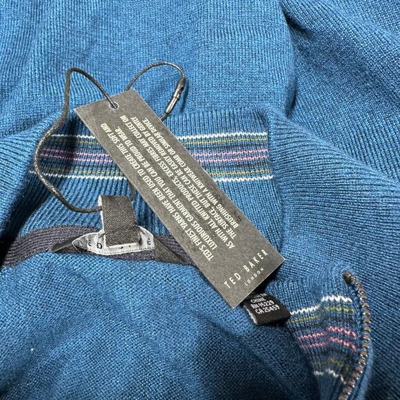 Ted Baker NWT Lostit Long Sleeve Half Zip Funnel Neck Sweater Size 4 (US L) Blue - Picture 7 of 11
